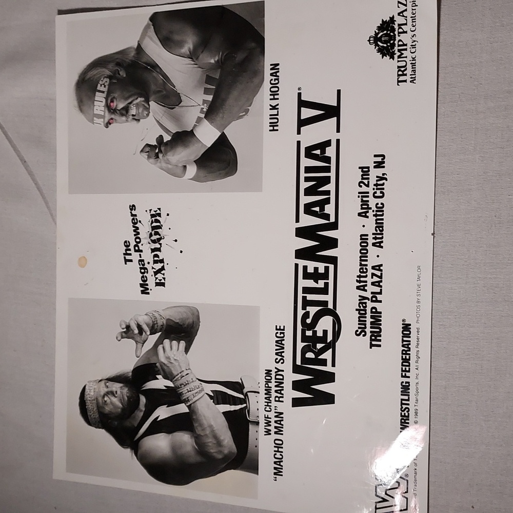 Hulk Hogan Macho Man Savage Wrestle Mania V "The Mega Powers Explode Photo Rare